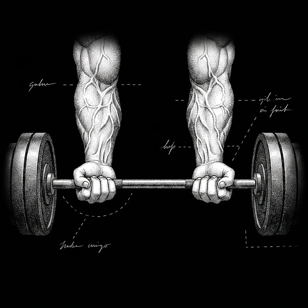 POV bicep curl sketch on black — placeholder for CALLUS dashboard render