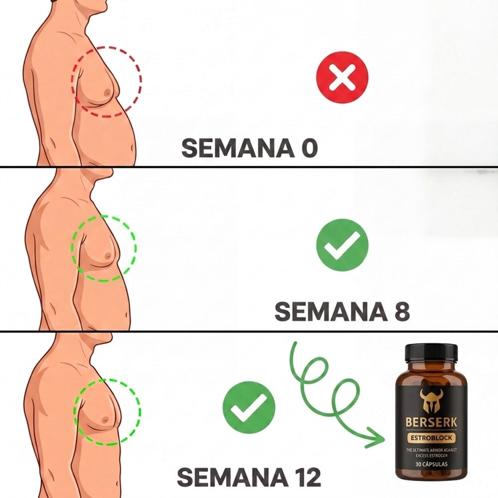 Progresión del pecho, semana 0 a semana 12, con el frasco de EstroBlock