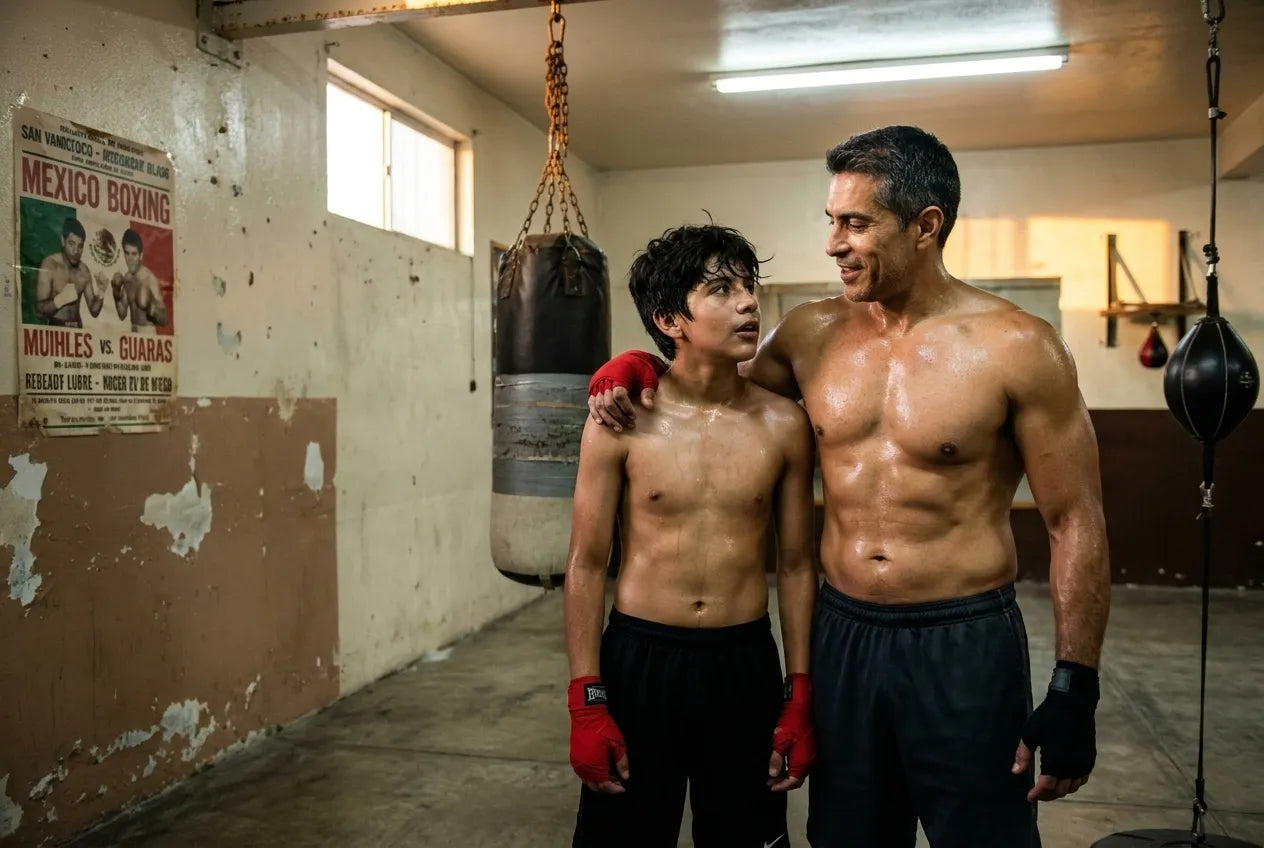 Marcus peleando 15 rounds con su hijo Diego en el ring de box